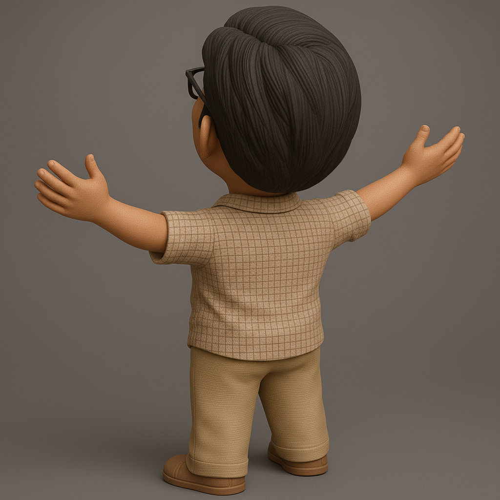 silhouette 3d printer maker-3d portrait printing_Cheerful Character with Open Arms