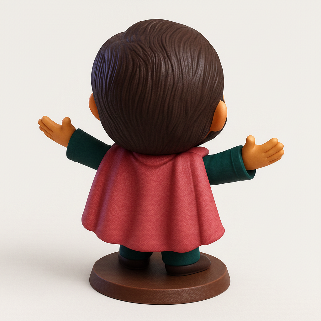 face to 3d model ai-3D portrait printing from photo_Smiling Bearded Superhero Figurine 