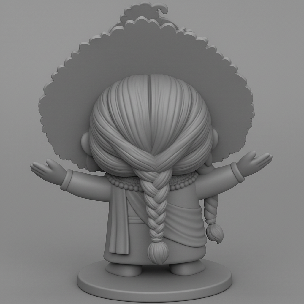 face to 3d model ai-3D portrait printing from photo_Joyful Chibi Goddess: Adorable Indian Deity Statue