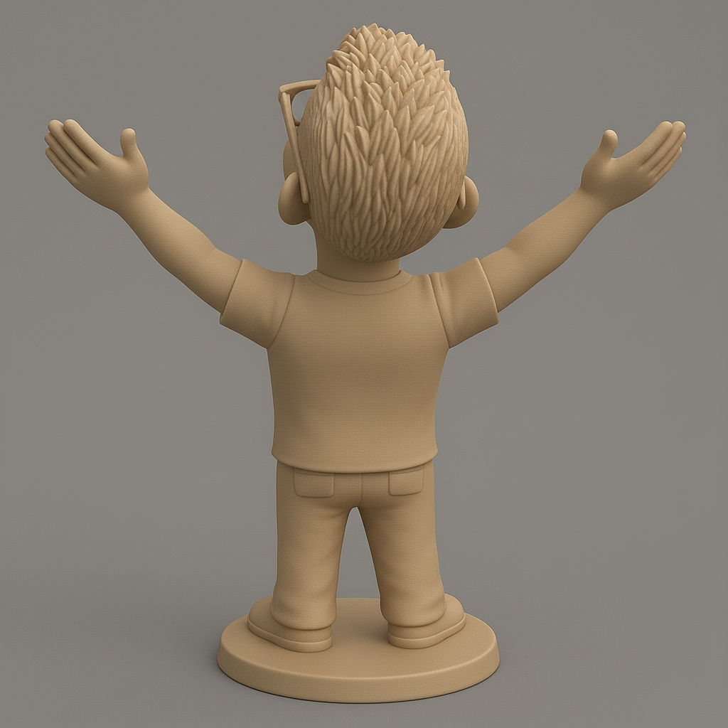 silhouette 3d printer maker-3d portrait printing_Joyful Character with Outstretched Arms