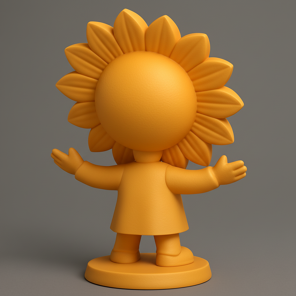 silhouette 3d printer maker-3d portrait printing_Cheerful Sunflower Character Model