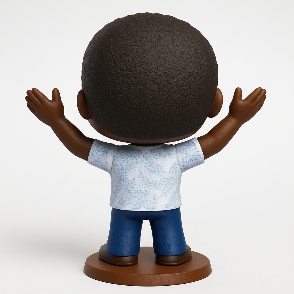 face anatomy 3d model-create 3d face model from photo_Happy Black Character Bobblehead Style Desk Buddy