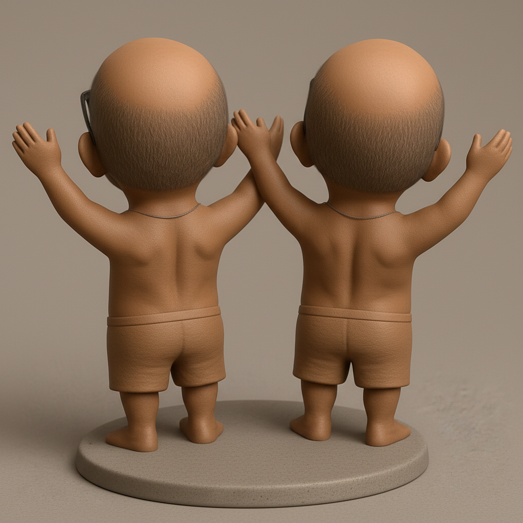 face anatomy 3d model-create 3d face model from photo_Happy Bobblehead Duo: Celebrate Joyful Moments