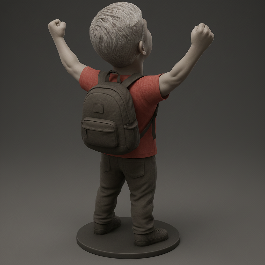 silhouette 3d printer maker-3d portrait printing_Joyful Victory Pose 3D Model