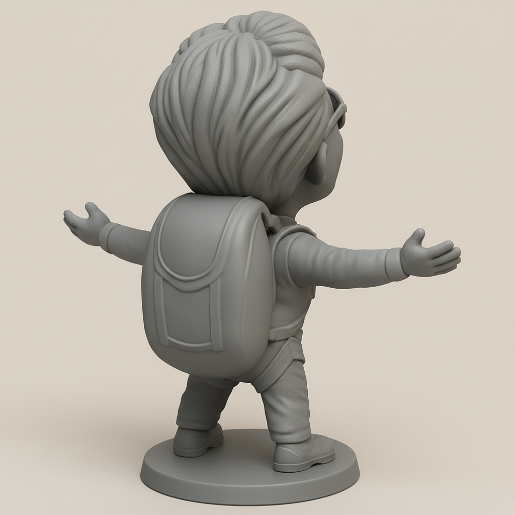 silhouette 3d printer maker-3d portrait printing_Adventure Awaits: Joyful Chibi Skydiver Figurine