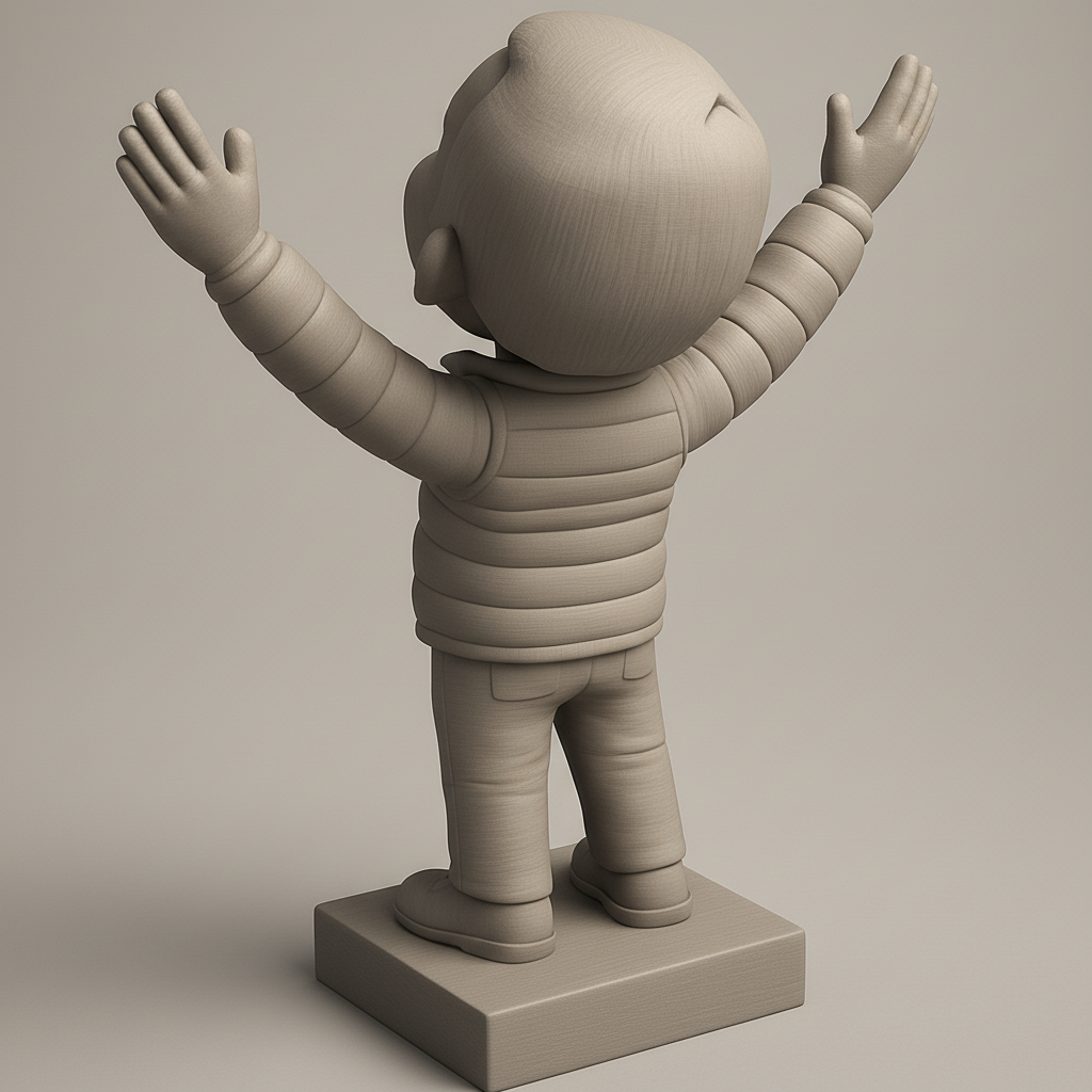 silhouette 3d printer maker-3d portrait printing_Joyful Kid Figure for 3D Printing