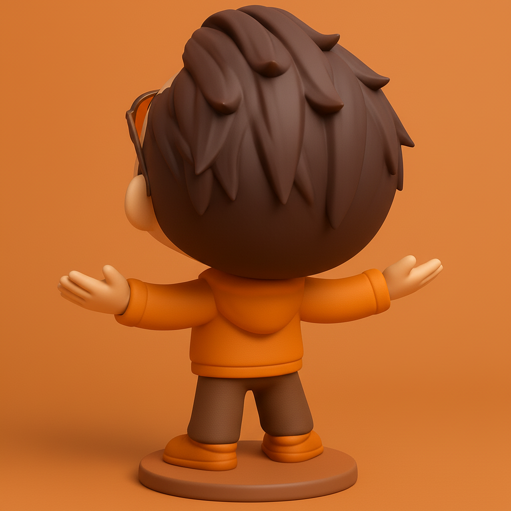 face to 3d model ai-3D portrait printing from photo_Swagger Chibi Figurine: Shades & Gold Chain