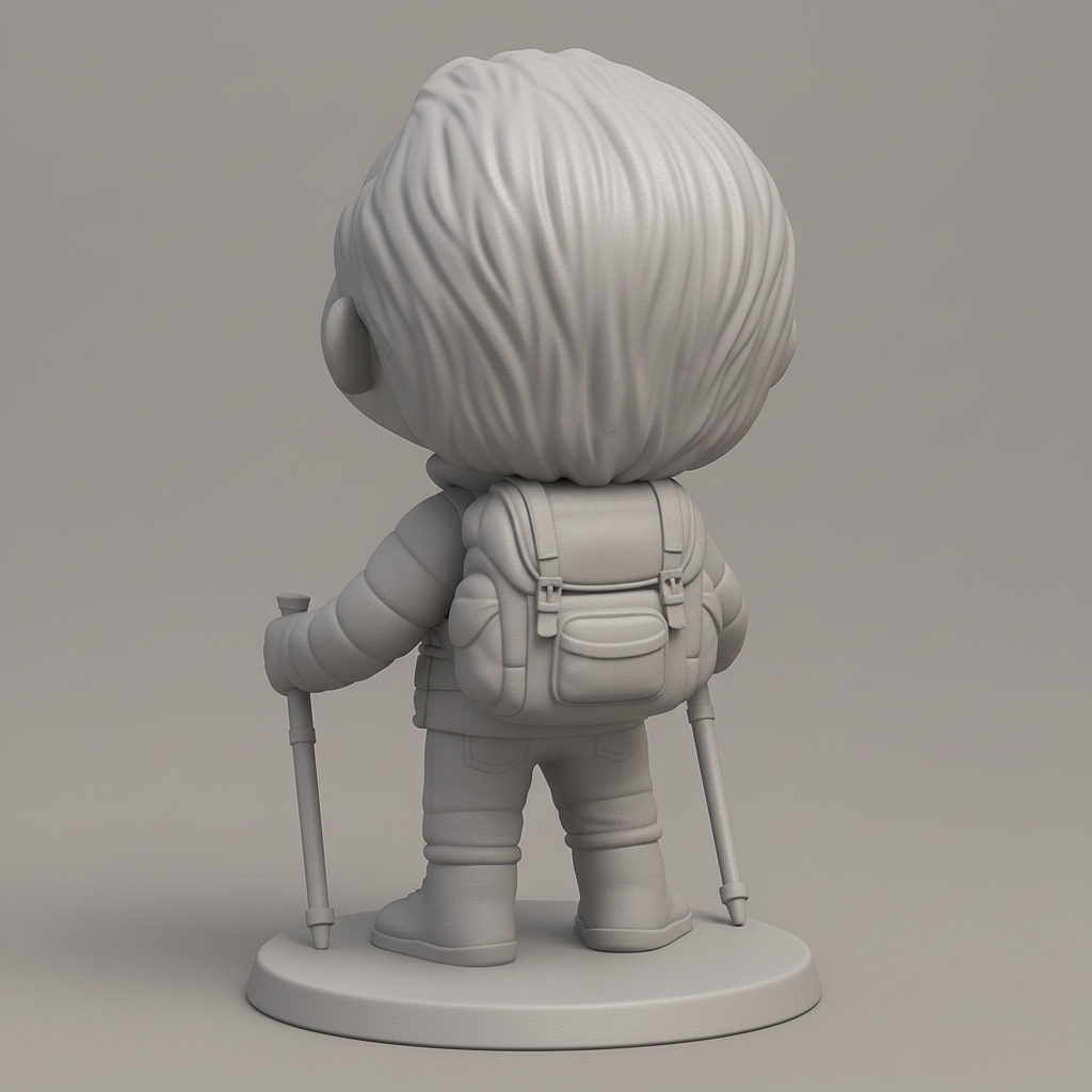 face to 3d model ai-3D portrait printing from photo_Smiling Hiker Figurine: Your Desk's New Adventure Pal
