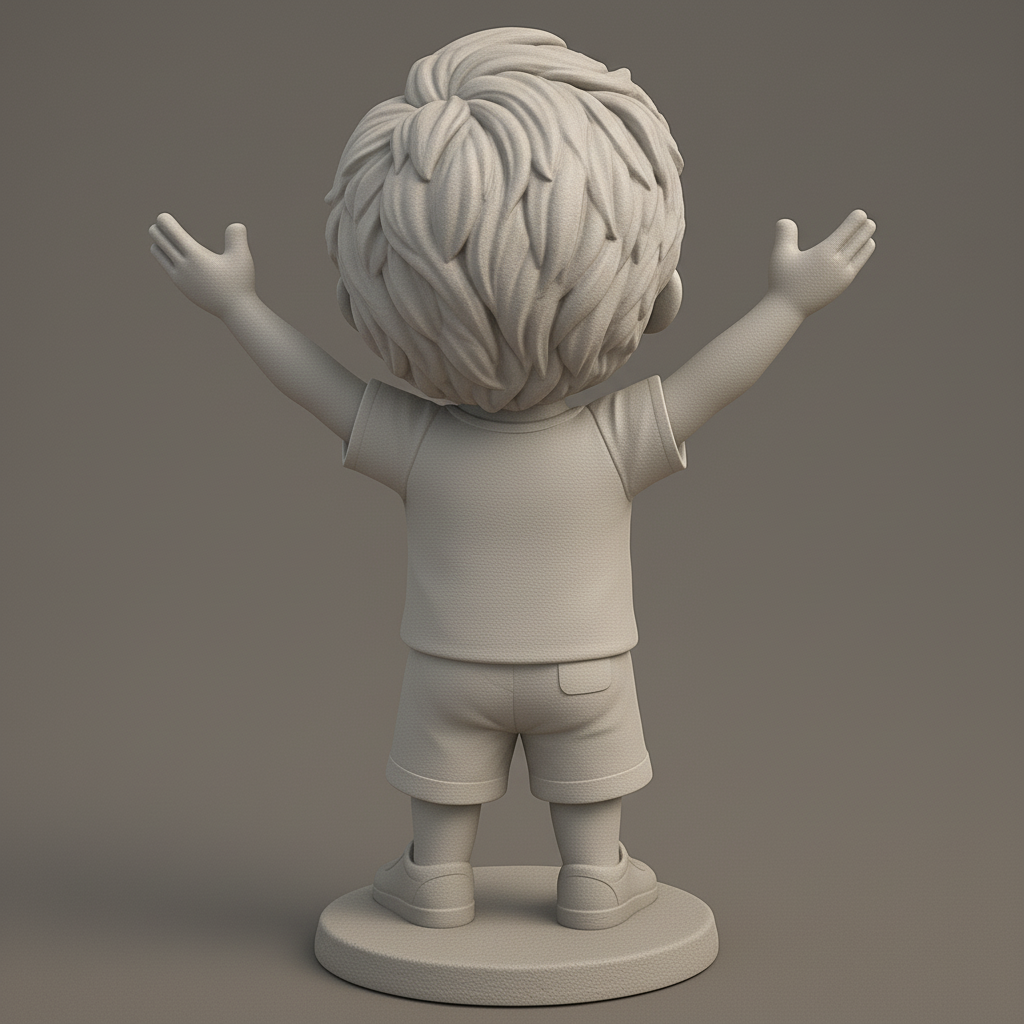 face anatomy 3d model-create 3d face model from photo_Embrace Joy: Happy Child Hugging Figurine 3D Print