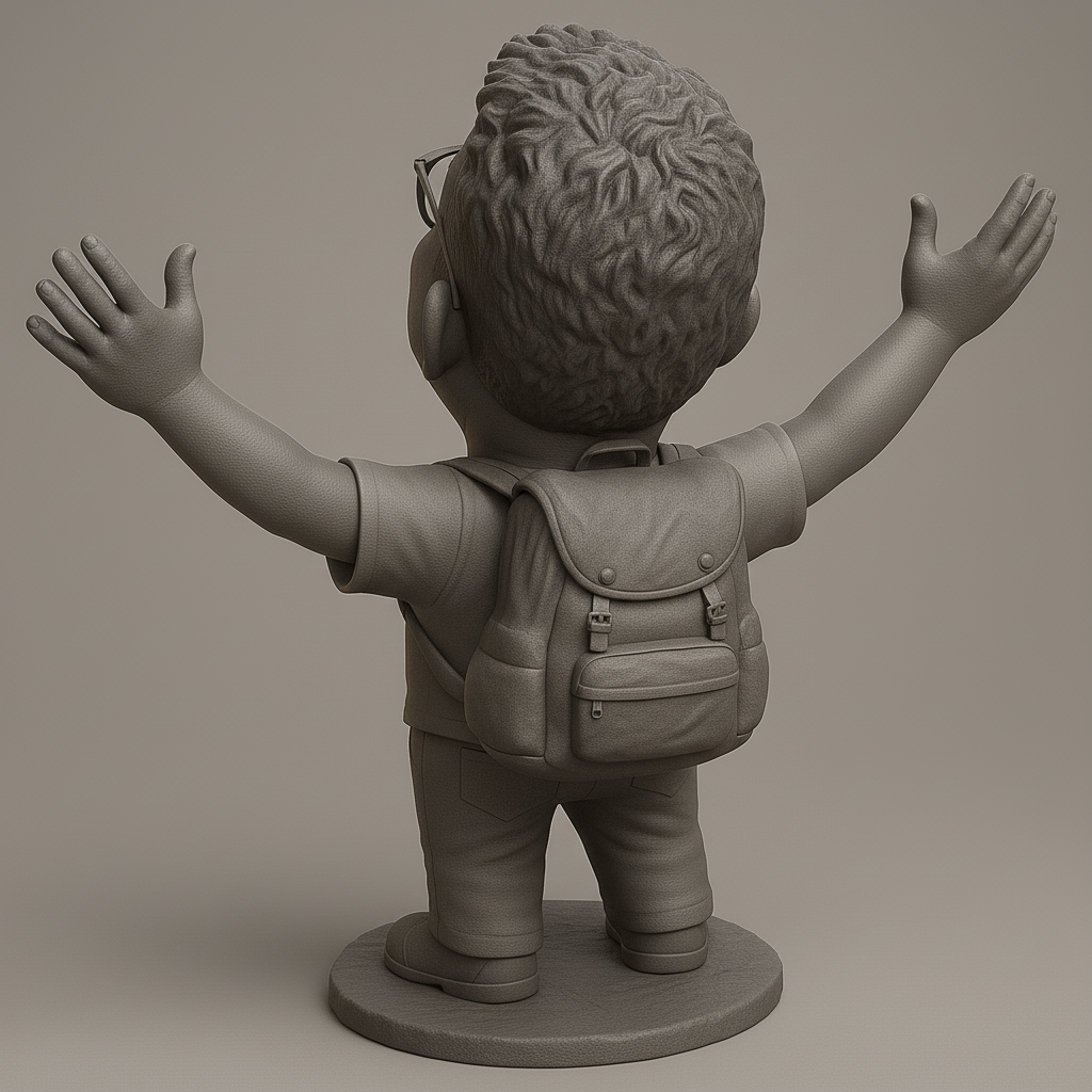 face anatomy 3d model-create 3d face model from photo_Joyful Kid Figure with Backpack