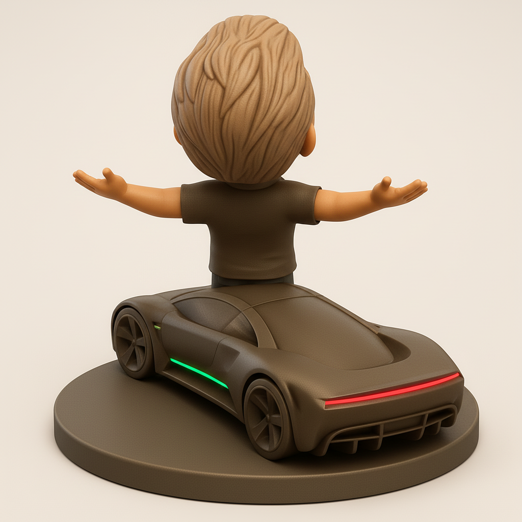 face anatomy 3d model-create 3d face model from photo_Celebrate Success: Joyful Man & Electric Car