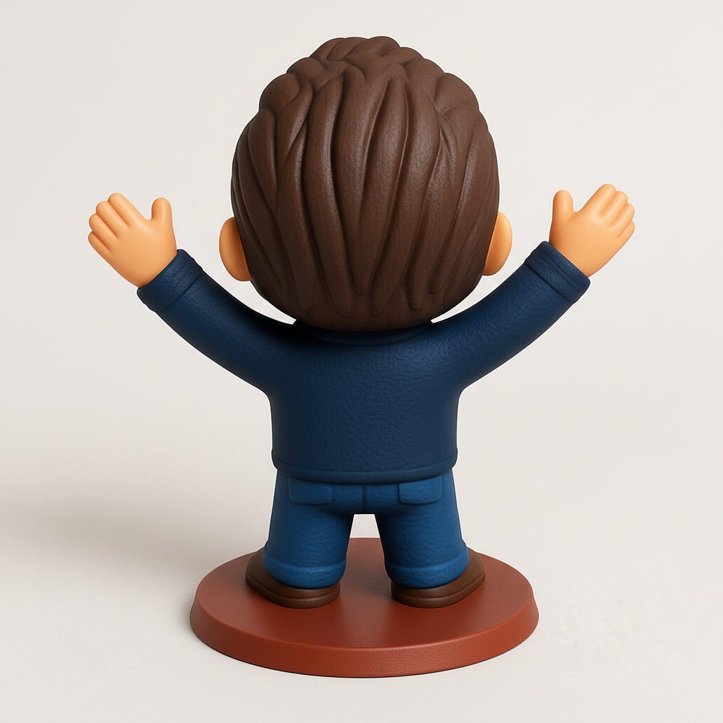 face to 3d model ai-3D portrait printing from photo_Happy Waving Man Figurine - Desk Buddy & Gift