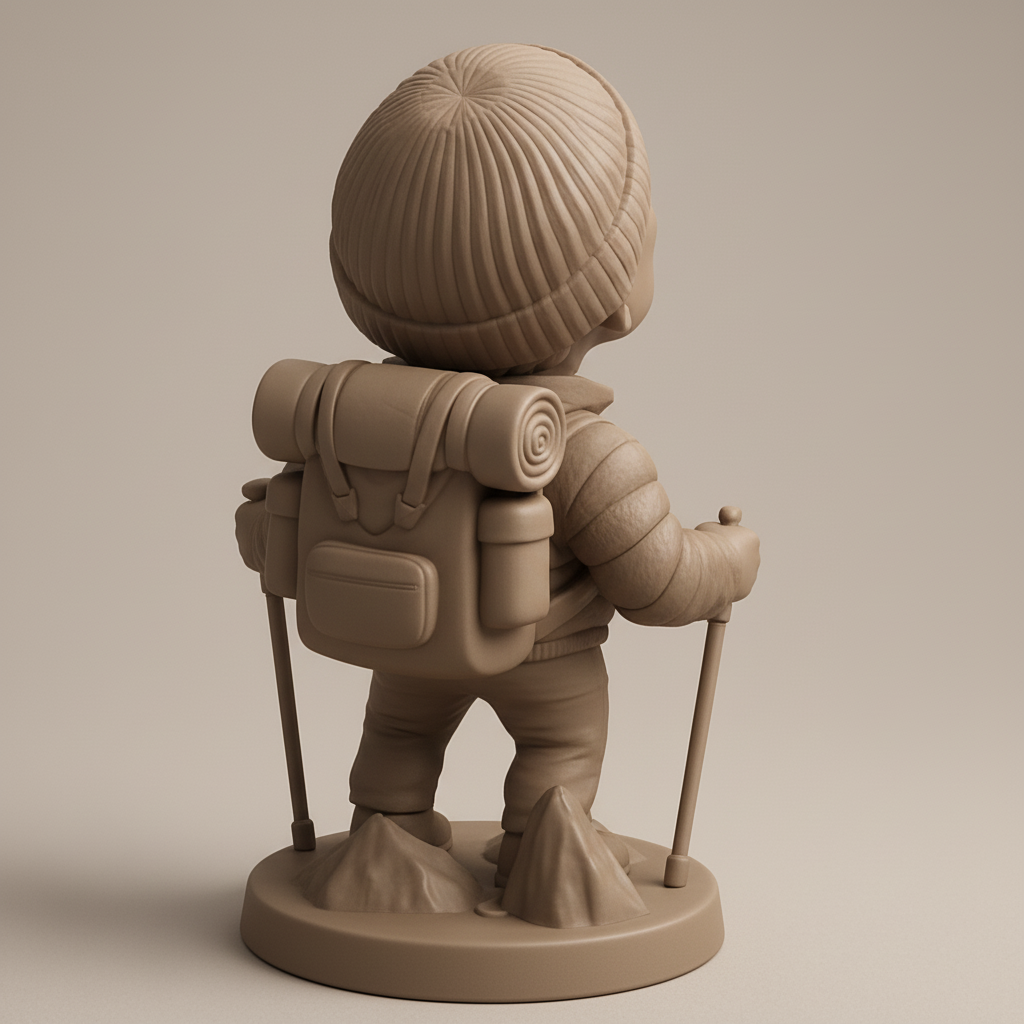 silhouette 3d printer maker-3d portrait printing_Joyful Hiker Bobblehead: Summit Your Desk with a Smile!