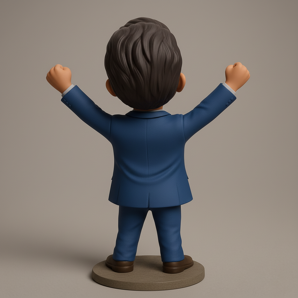 silhouette 3d printer maker-3d portrait printing_Victorious Business Man Figurine - Celebrate Success!