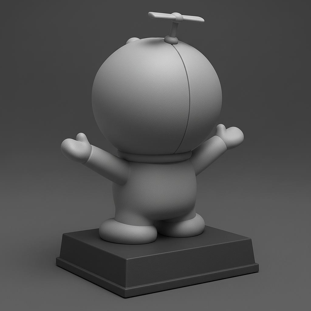 silhouette 3d printer maker-3d portrait printing_Dancing Doraemon Figurine