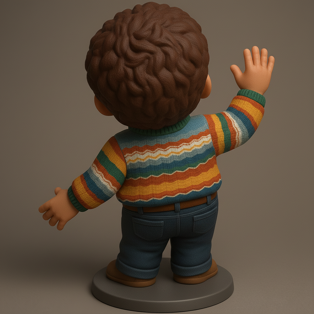 silhouette 3d printer maker-3d portrait printing_Cheerful Kid Figure with Retro Sweater