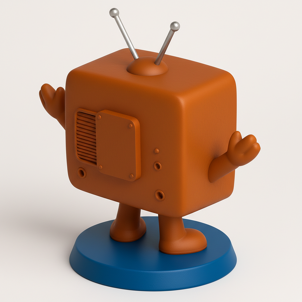 face anatomy 3d model-create 3d face model from photo_Happy TV Pal Figurine: Retro Tech Desk
