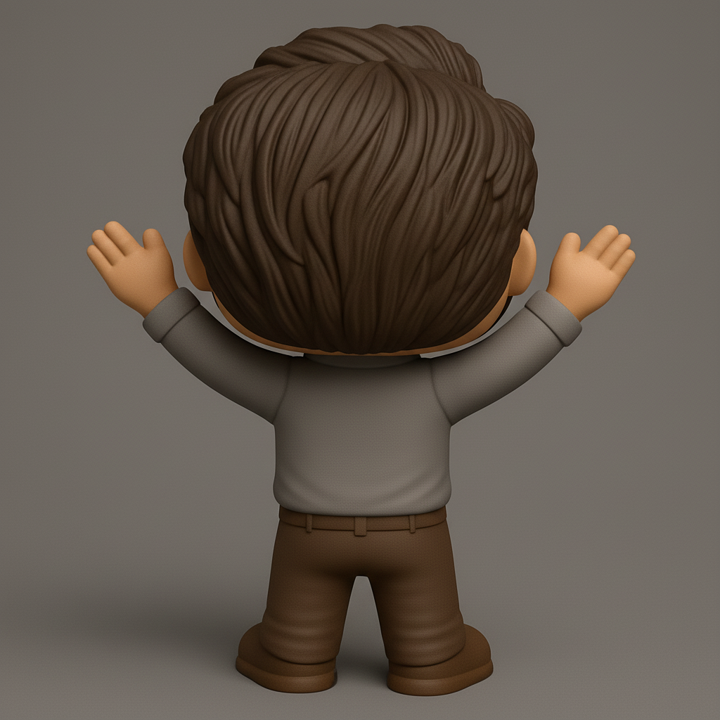 face to 3d model ai-3D portrait printing from photo_Bearded Happy Man Collectible - Funko Style Figurine