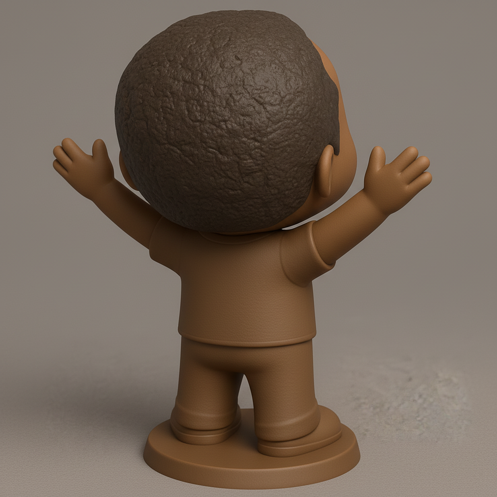 face to 3d model ai-3D portrait printing from photo_Big Smile Collectible: Welcoming Stylized Figure