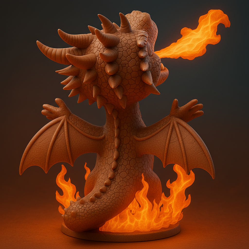 silhouette 3d printer maker-3d portrait printing_Charming Fire-Breathing Dragon Figure