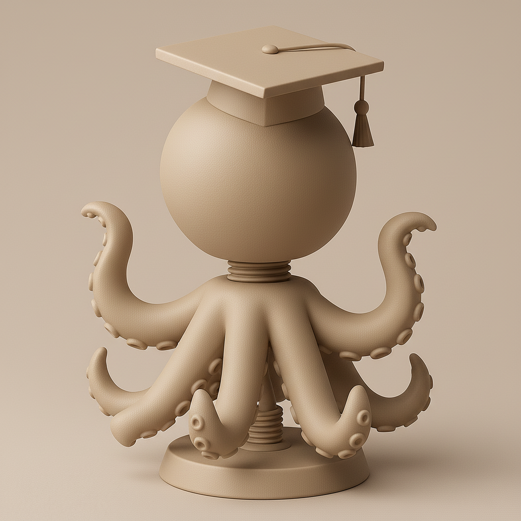 silhouette 3d printer maker-3d portrait printing_Cheerful Graduate Octopus Figurine