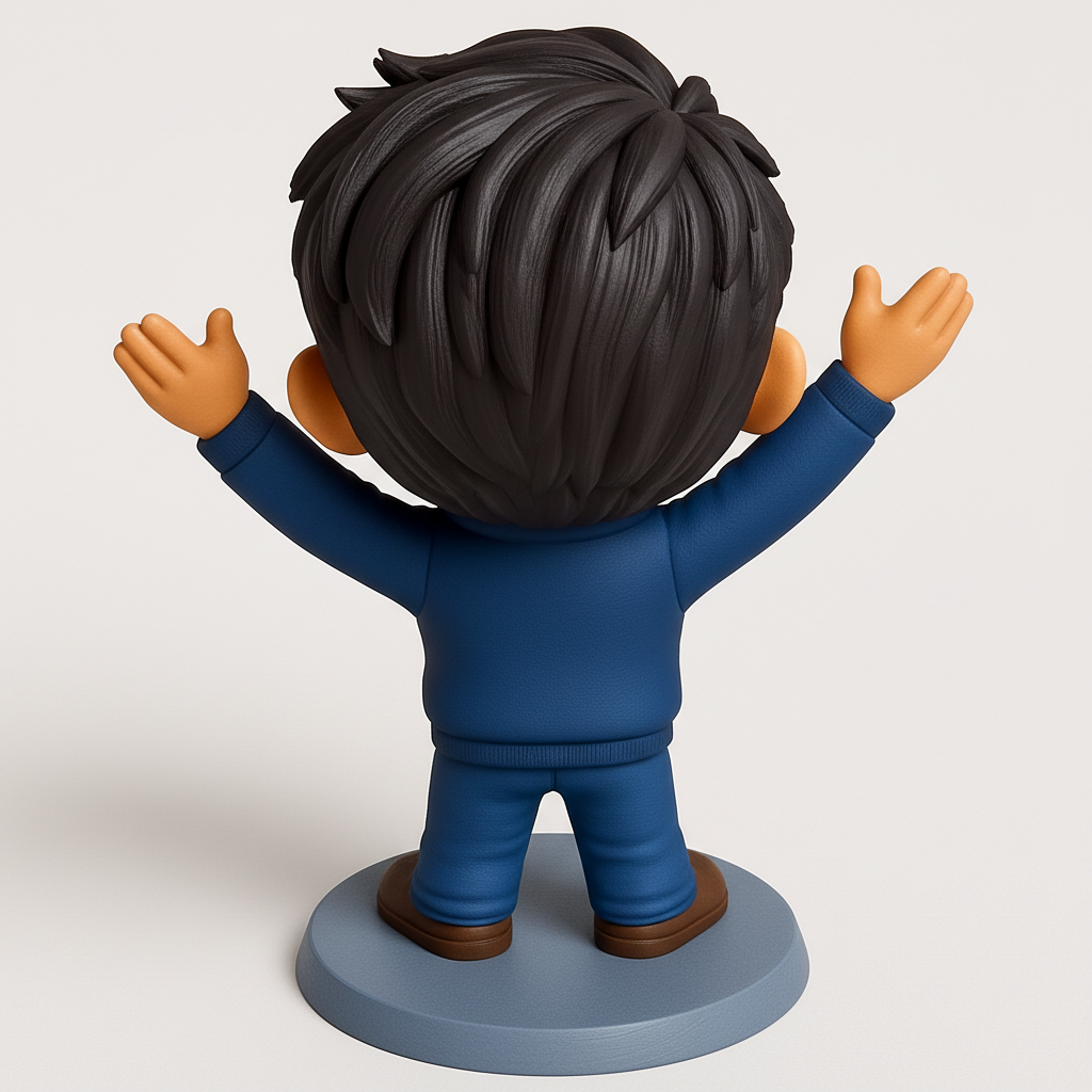 face to 3d model ai-3D portrait printing from photo_Cheerful Waving Man Figurine - Desk Buddy & Decor