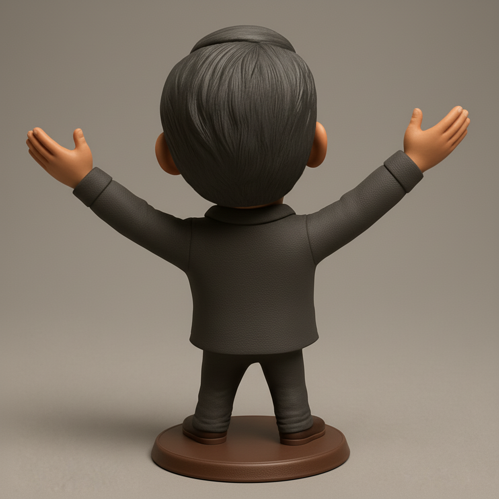 silhouette 3d printer maker-3d portrait printing_Spread Happiness: Bearded Man Joy Figurine