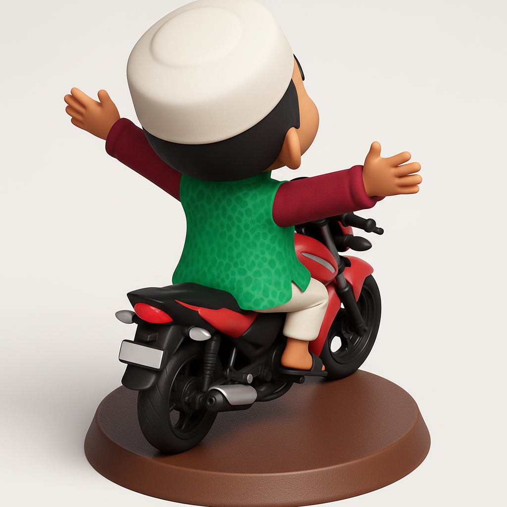 face to 3d model ai-3D portrait printing from photo_Bring Joy Home: Happy Biker Figurine Decoration