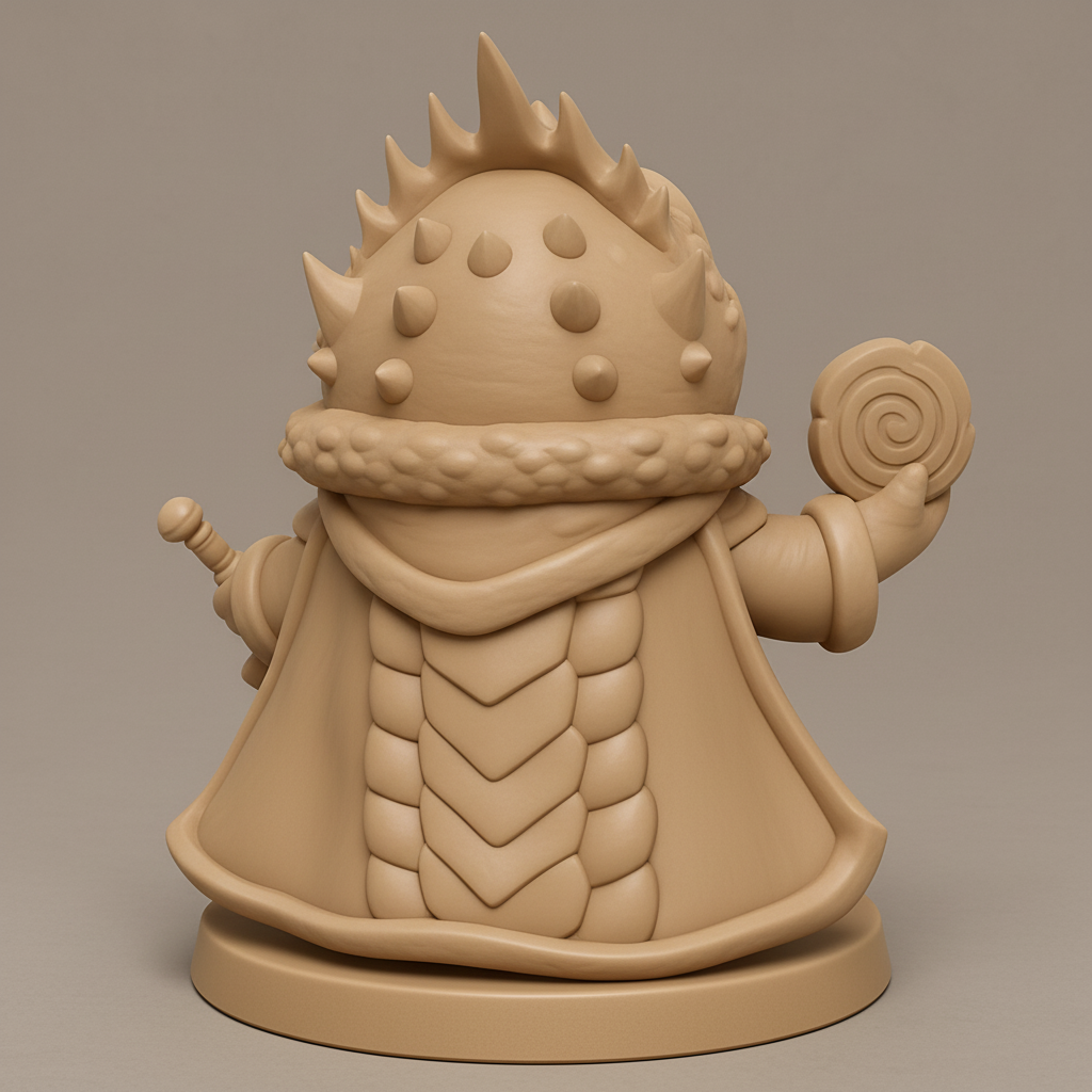 face to 3d model ai-3D portrait printing from photo_Charming Frog King Miniature: Sword & Swirl Treasure