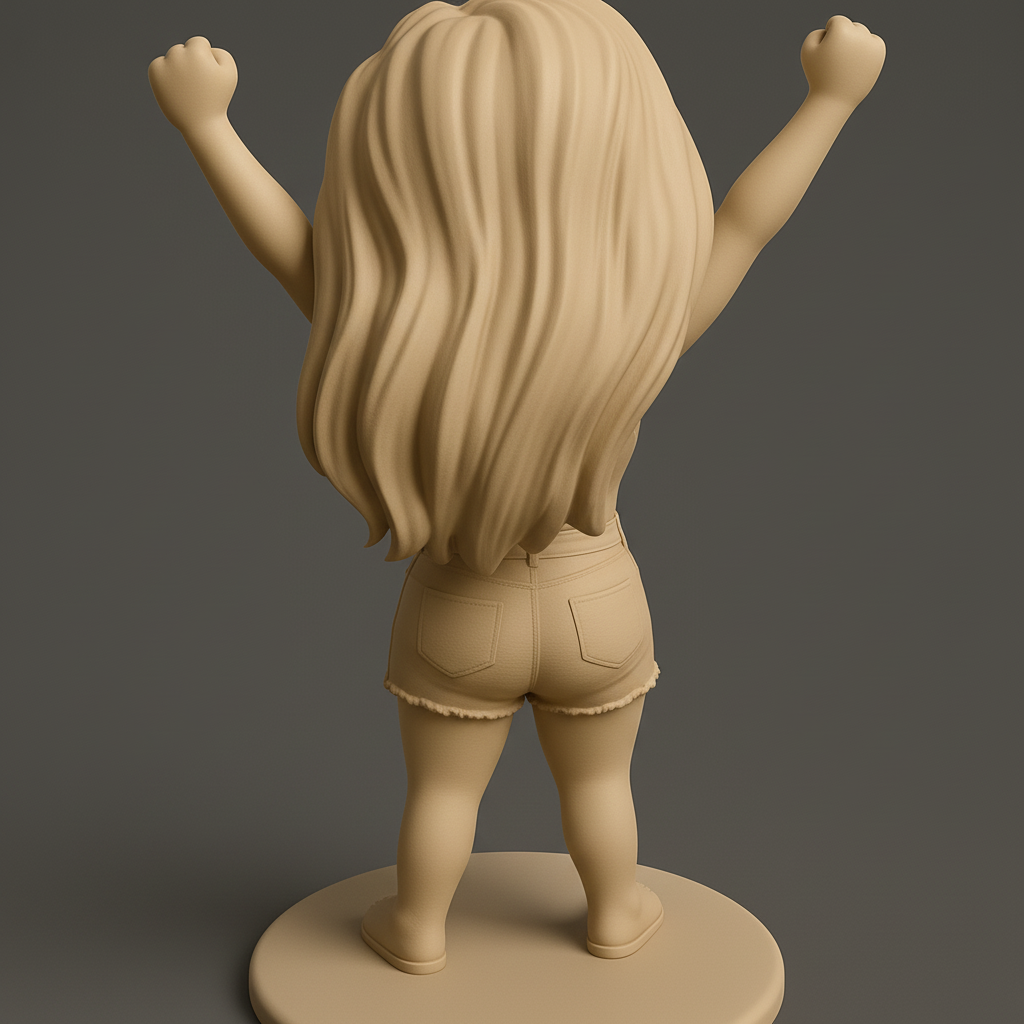 silhouette 3d printer maker-3d portrait printing_Joyful Victory Girl Figurine - Embrace Success!