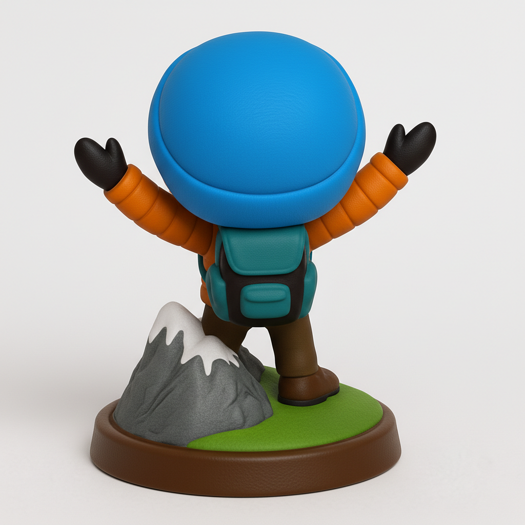 face anatomy 3d model-create 3d face model from photo_Joyful Hiker Figurine: Celebrate Your Next Adventure!