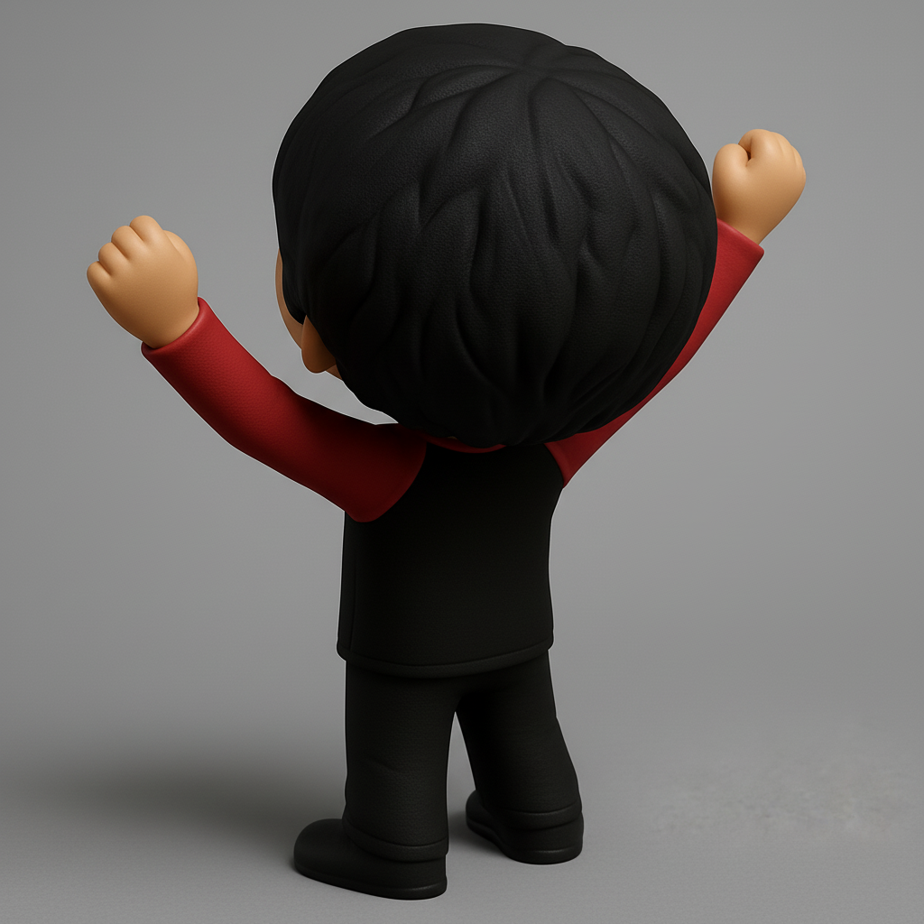 face to 3d model ai-3D portrait printing from photo_Enthusiastic Cheering Character: Your Desk's New Mascot!