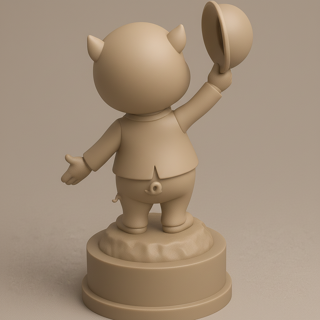 silhouette 3d printer maker-3d portrait printing_Charming Piggy Conqueror Statue