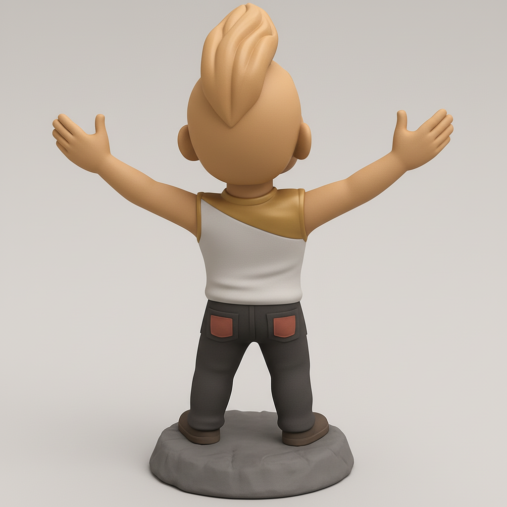silhouette 3d printer maker-3d portrait printing_Embrace Happiness: Joyful Cartoon Figurine