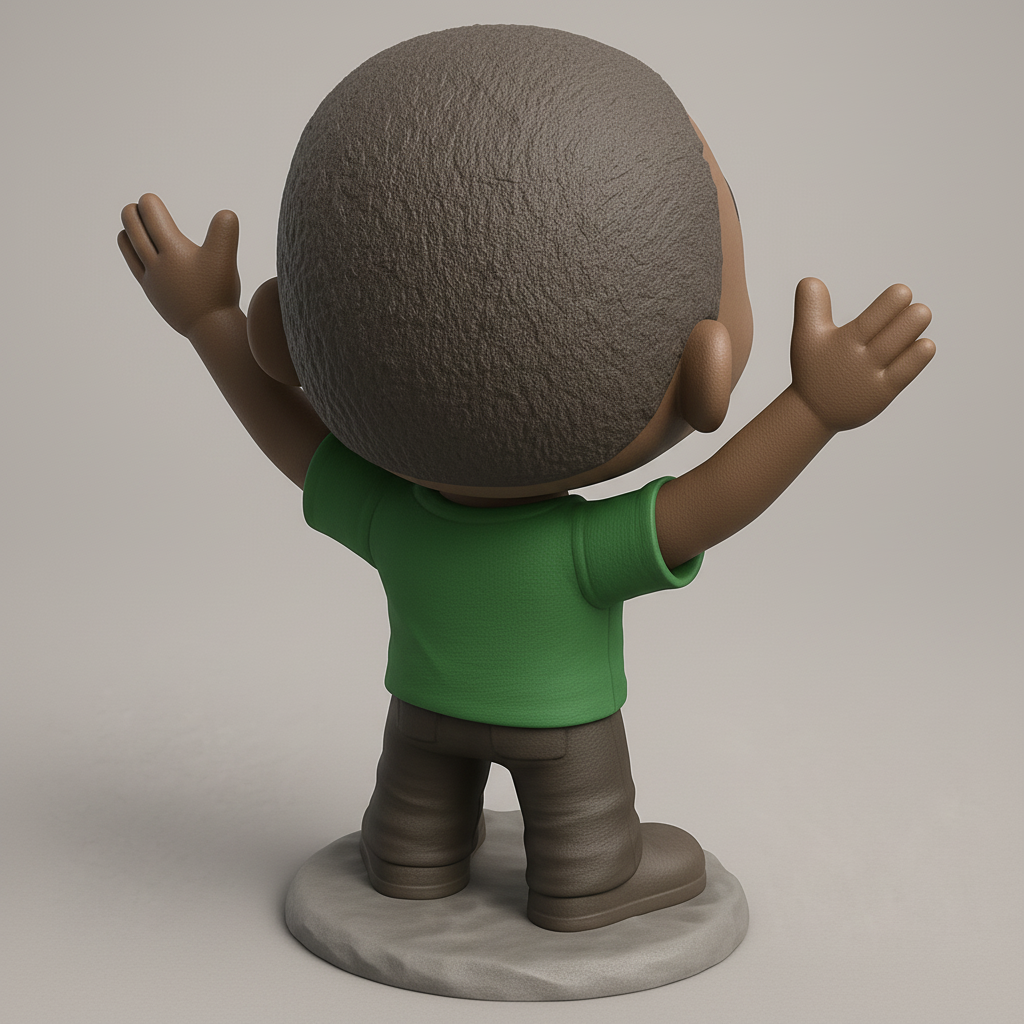 face to 3d model ai-3D portrait printing from photo_Joyful Man Funko-Style Figure - Print & Display Cheer!