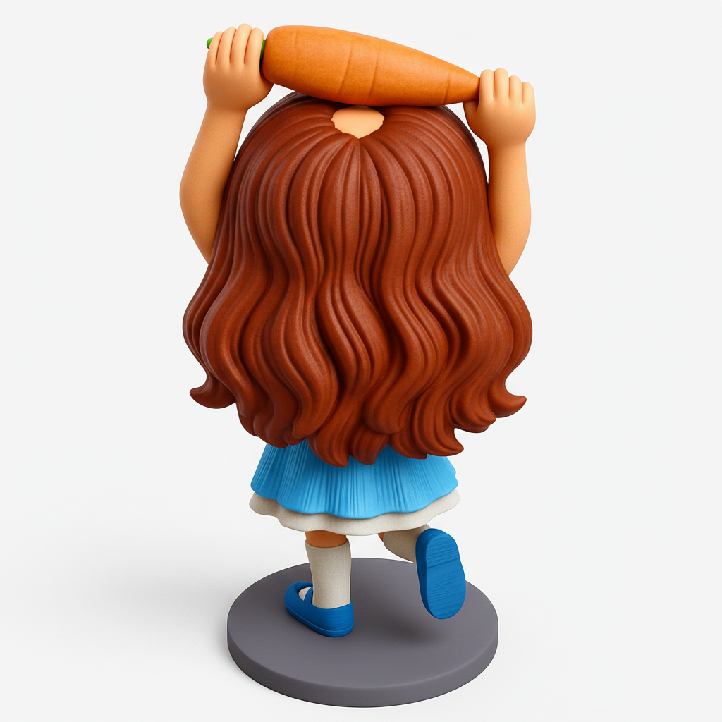face anatomy 3d model-create 3d face model from photo_Whimsical Carrot Girl Figurine - Playful Decor Print