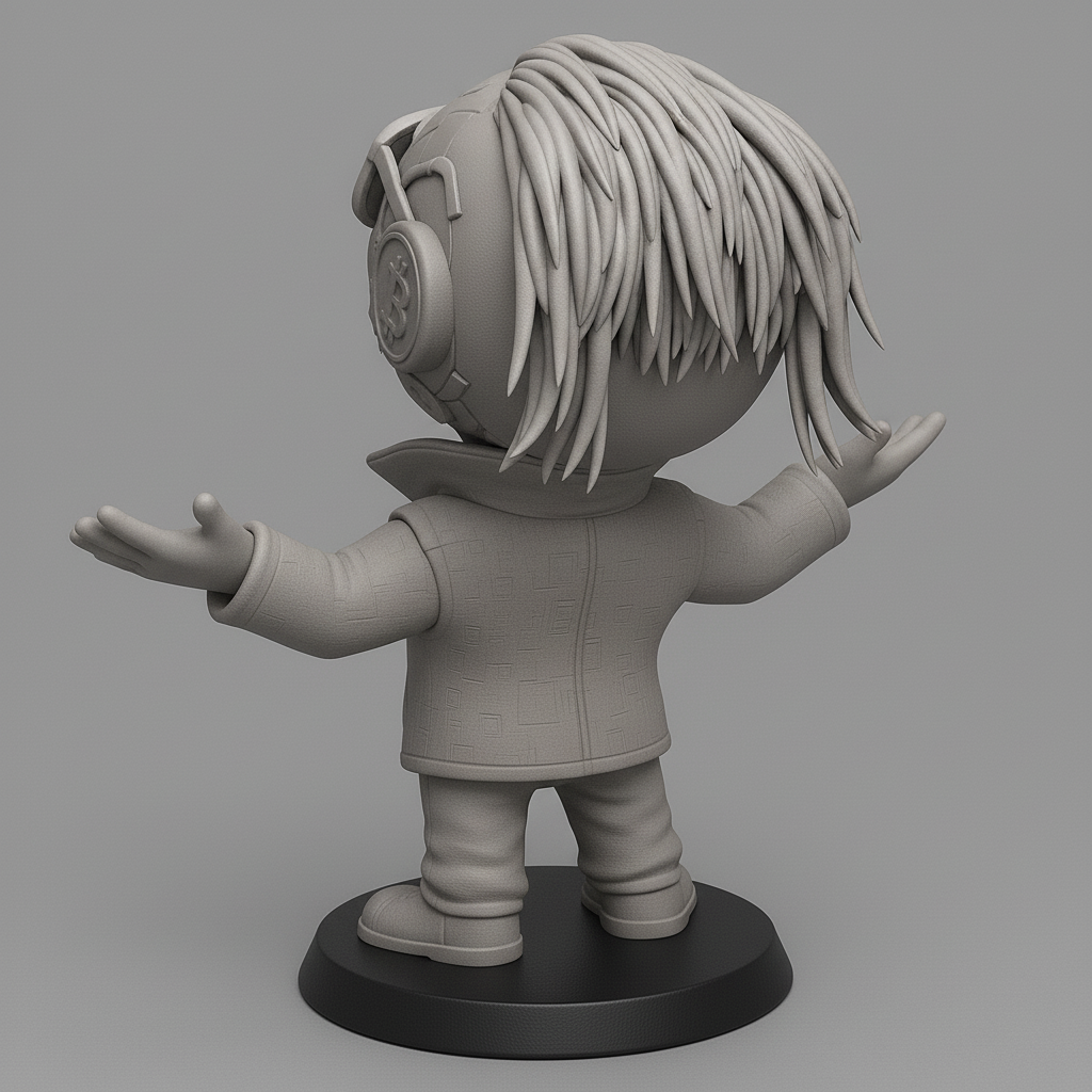 silhouette 3d printer maker-3d portrait printing_Cheerful Crypto Kid 3D Model