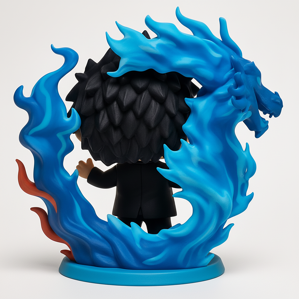 face to 3d model ai-3D portrait printing from photo_Dynamic Funko Pop Style Figure: Suit Guy & Dragon Flame