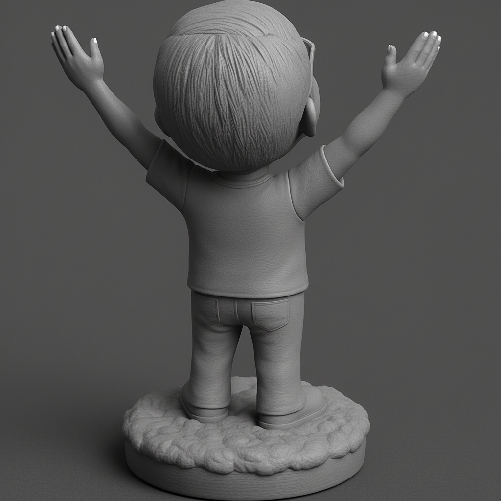 silhouette 3d printer maker-3d portrait printing_Triumphant Joy Statue - Celebrate Success in 3D!