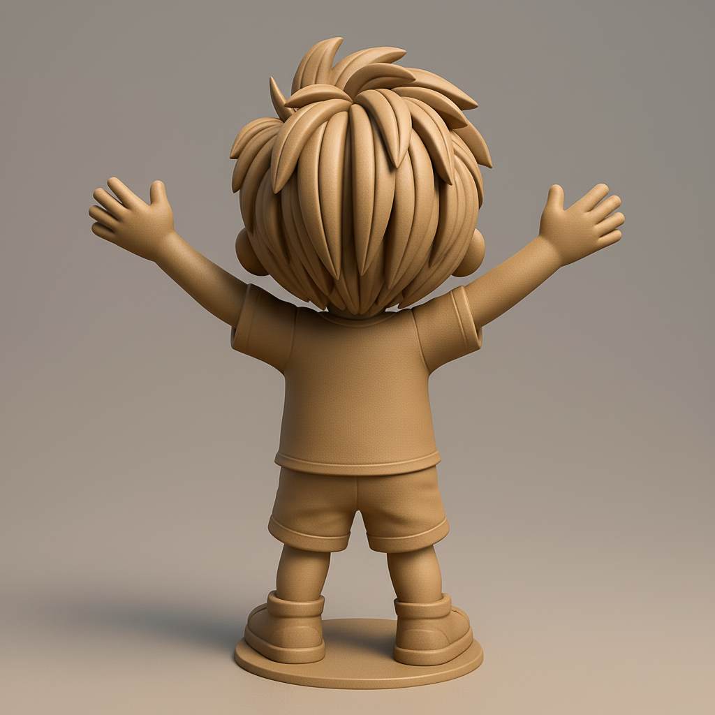 face anatomy 3d model-create 3d face model from photo_Joyful Ben Hugs - Cute Cartoon Boy Figurine