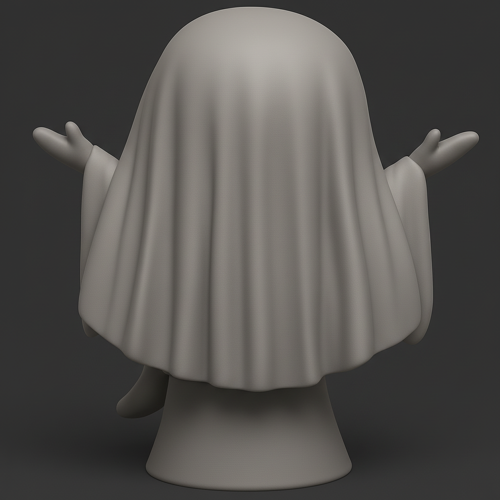 face to 3d model ai-3D portrait printing from photo_Friendly Ghost Chibi Figurine - Welcoming Desk Buddy