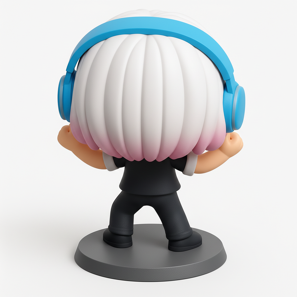 face anatomy 3d model-create 3d face model from photo_Vibrant Chibi Figure with Headphones - Desk Companion