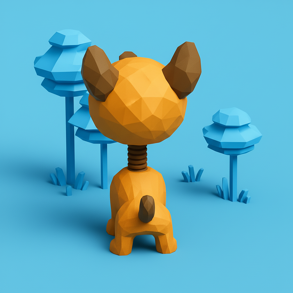 face to 3d model ai-3D portrait printing from photo_Cheery Low-Poly Bobblehead Dog for Joyful Prints