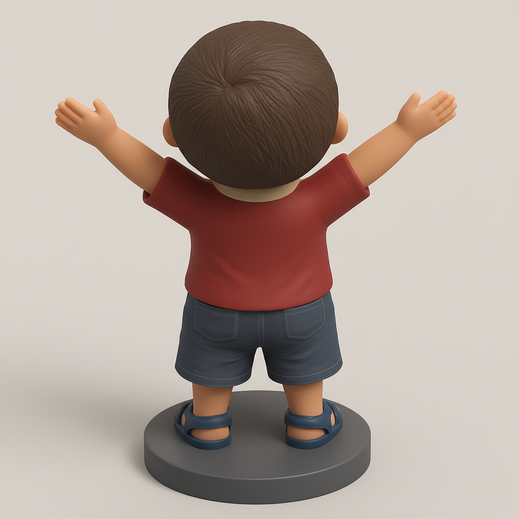 face anatomy 3d model-create 3d face model from photo_Happy Boy Figurine: Spread Joy with This Cute Desk Pal