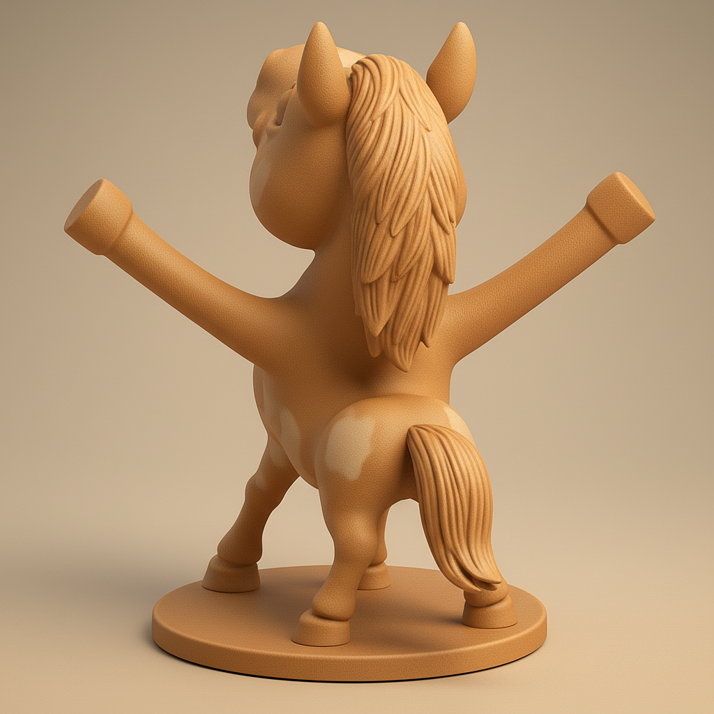 face to 3d model ai-3D portrait printing from photo_Joyful Horse Figurine: Whimsical Desk Decor & Gift