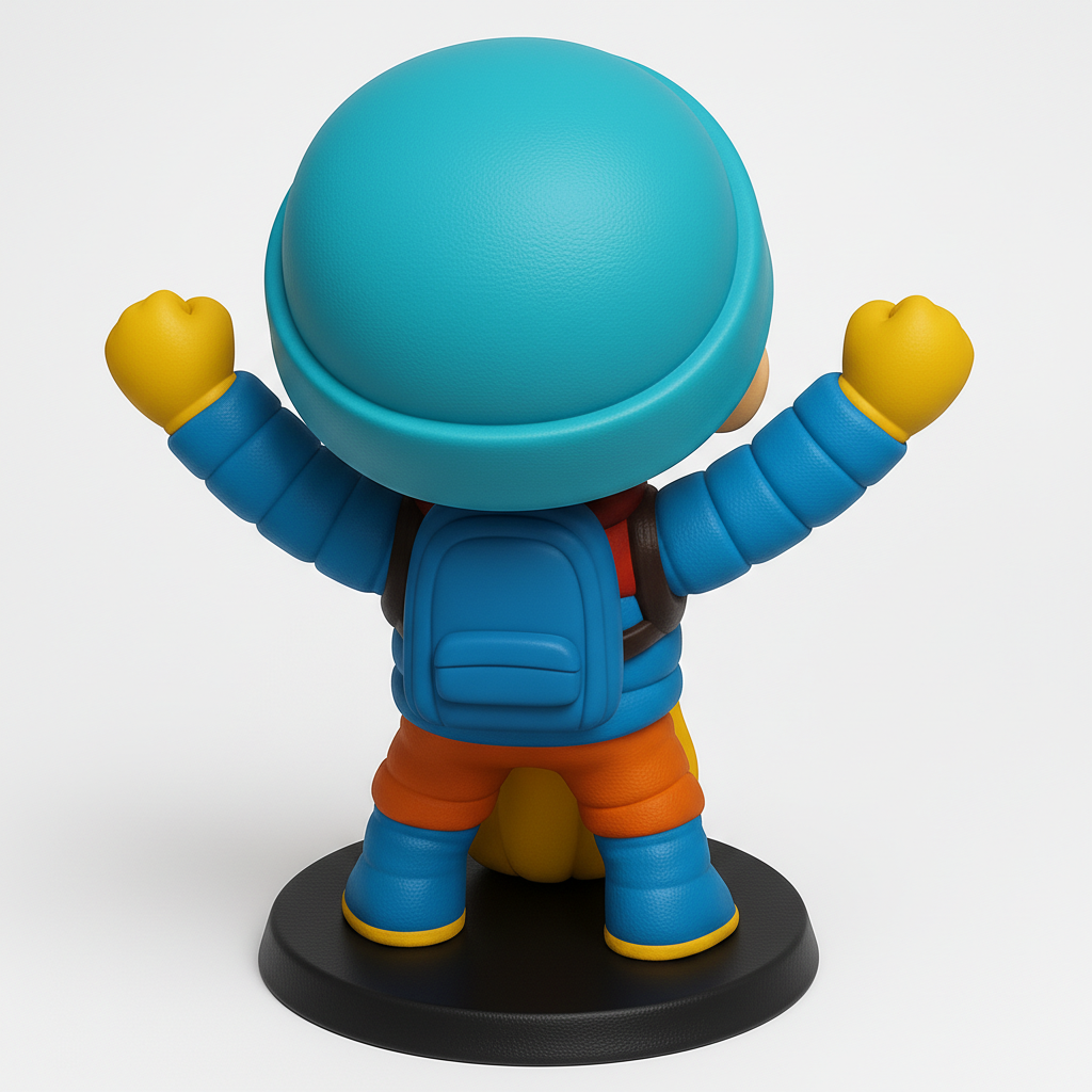 face to 3d model ai-3D portrait printing from photo_Winter Warmth & Victory Figurine: Happy Explorer & Candle