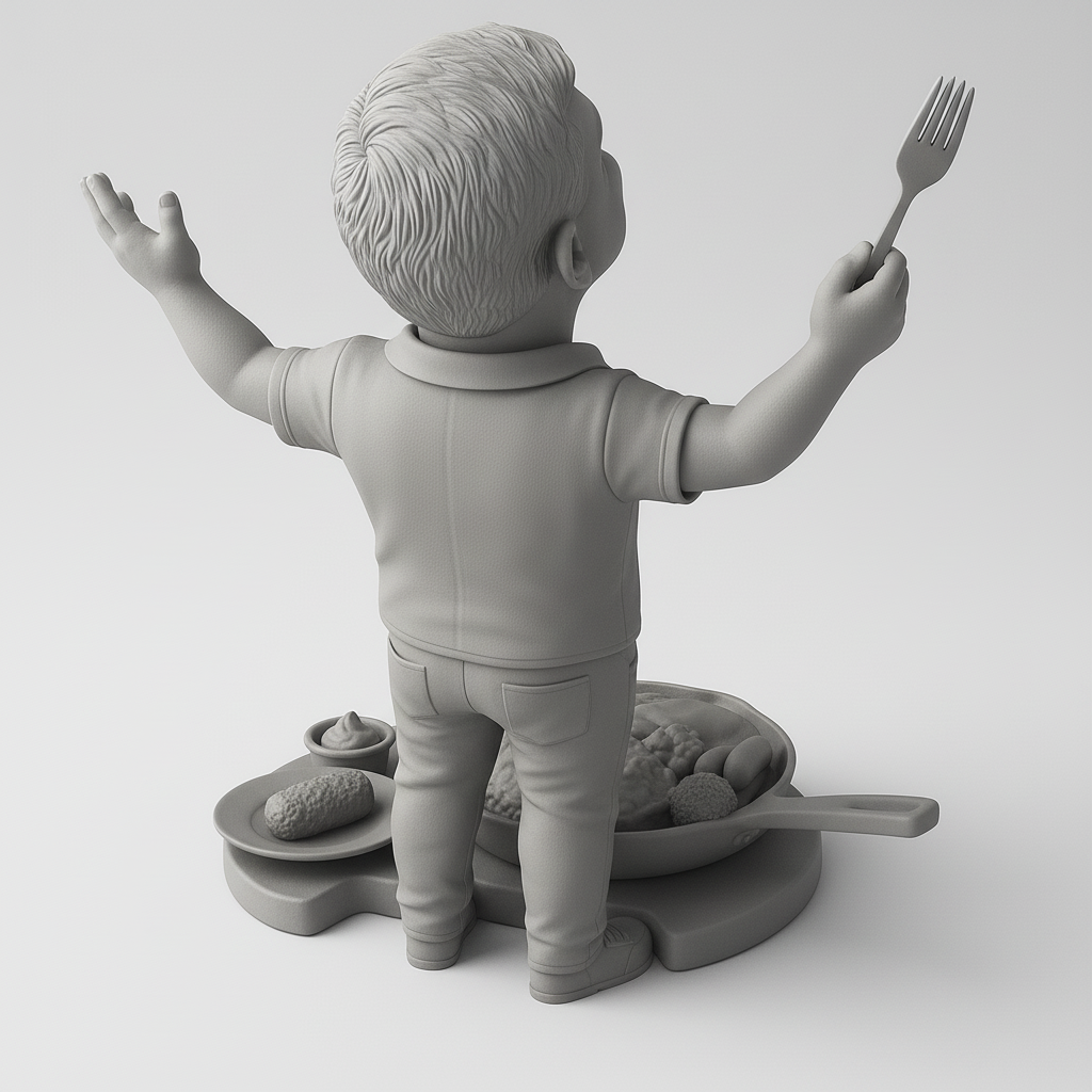 silhouette 3d printer maker-3d portrait printing_Joyful Chef with Delicious Meal