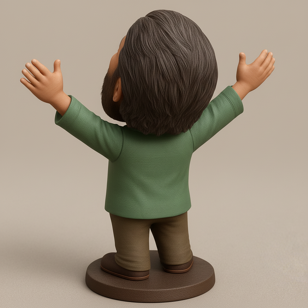 face anatomy 3d model-create 3d face model from photo_Joyful Bearded Man Figurine: Celebrate Happiness!