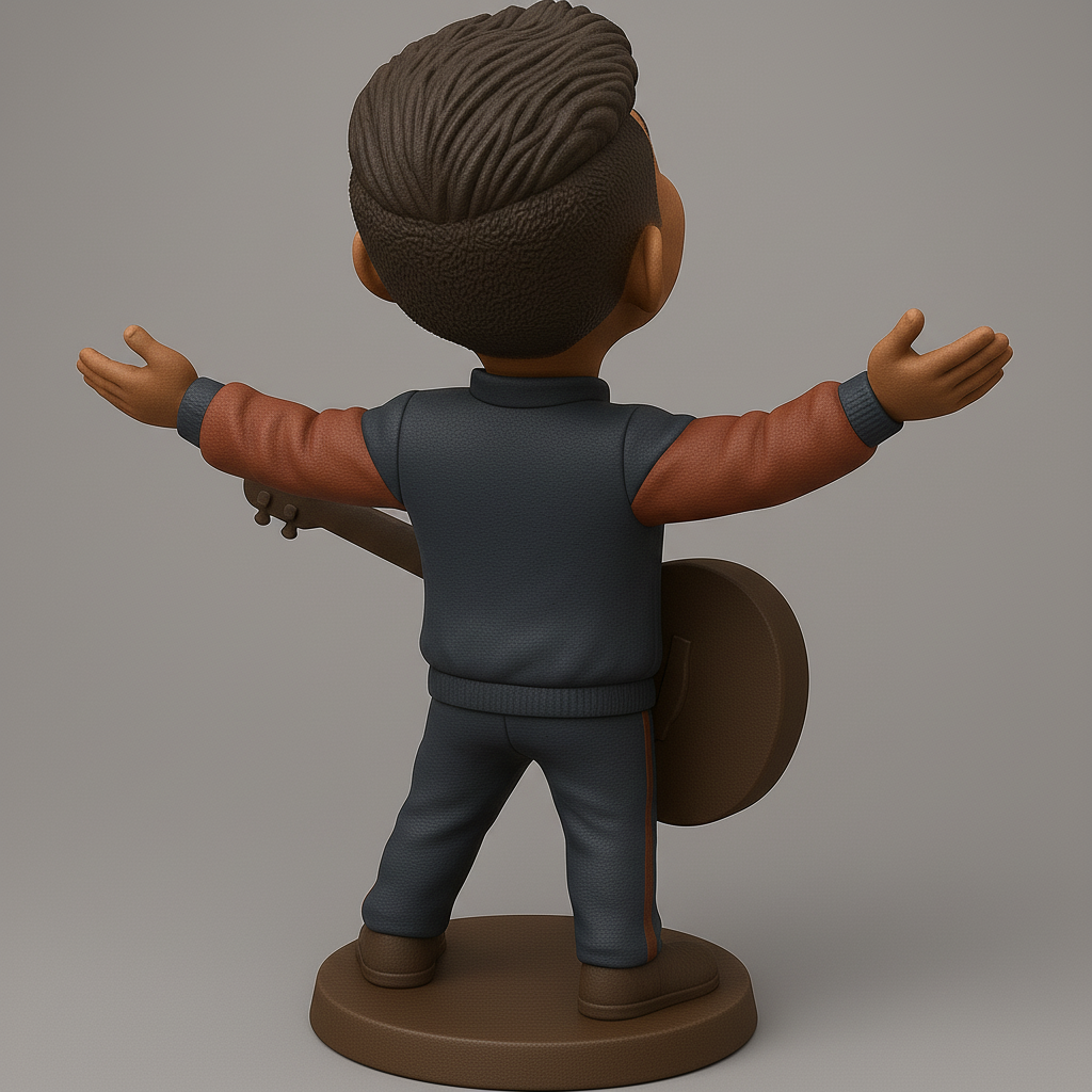 face anatomy 3d model-create 3d face model from photo_Joyful Musician Figurine with Guitar