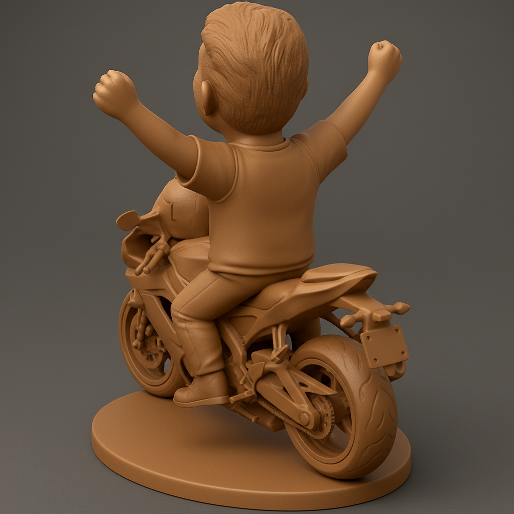 face anatomy 3d model-create 3d face model from photo_Thrilled Rider: Dynamic Sport Bike Figurine